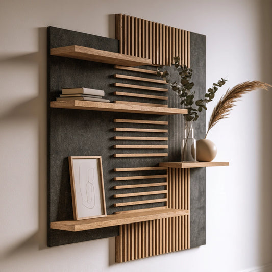 Wandregal, mit klarer Formgebung, Farbe: grau