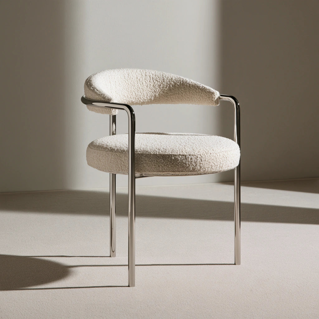 Moderner Akzentstuhl, mit verchromtem Gestell, Farbe: silber